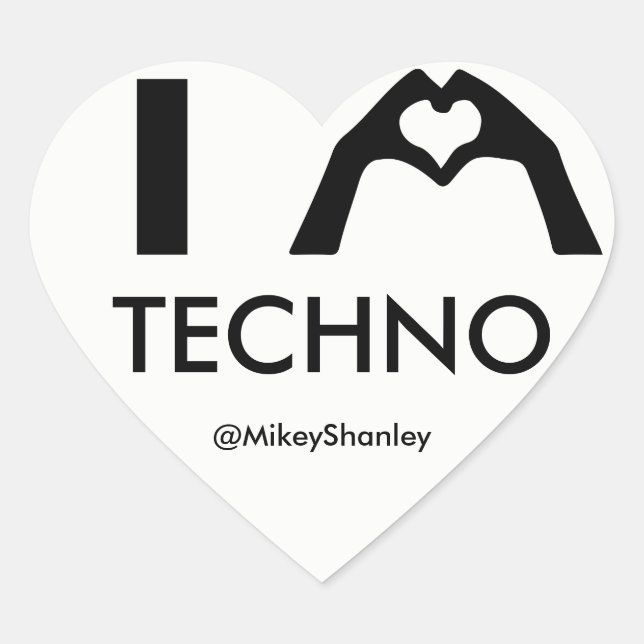 I HEART Techno Sticker (Front)