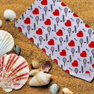 I heart tennis -pattern beach towel
