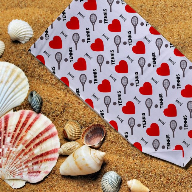 I heart tennis -pattern  beach towel (Creator Uploaded)