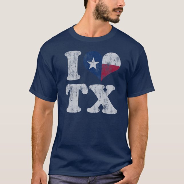 I heart Texas Flag TX T-Shirt (Front)