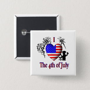 I Heart the 4th of July 15 Cm Square Badge