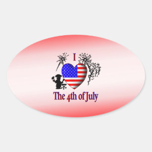 I Heart the 4th of July Oval Sticker
