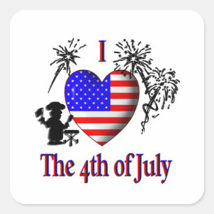 I Heart the 4th of July Square Sticker
