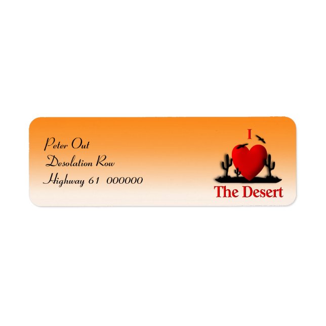 I Heart The Desert Return Address Label (Front)