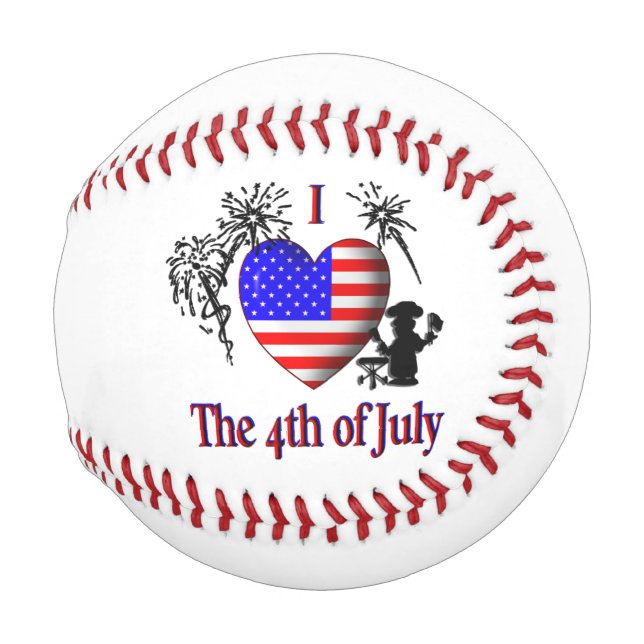 I Heart The Fourth of July Baseball (Front Right)