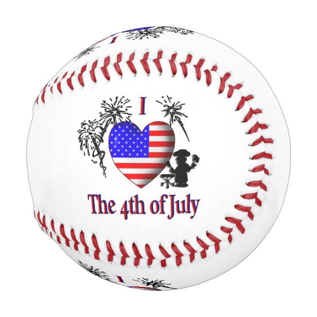I Heart The Fourth of July Baseball (Front Right)