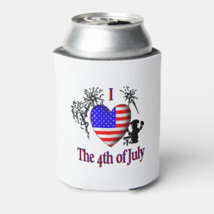 I Heart The Fourth of July Can Cooler