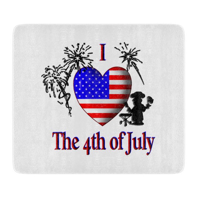 I Heart The Fourth of July Cutting Board (Front)