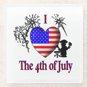 I Heart The Fourth of July Glass Coaster