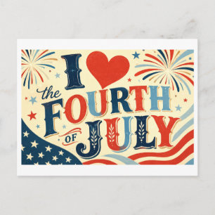"I [Heart] the Fourth of July" Postcard