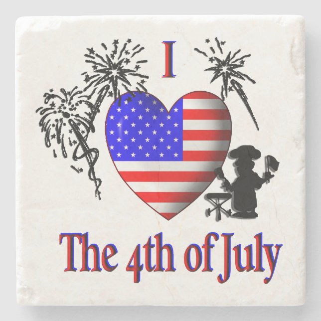 I Heart The Fourth of July Stone Coaster (Front)
