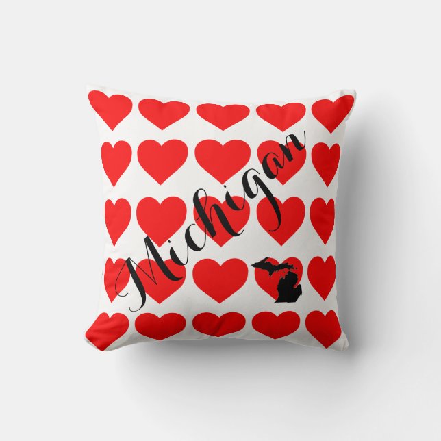 I heart the Great Lakes, Michigander, red hearts Cushion (Front)
