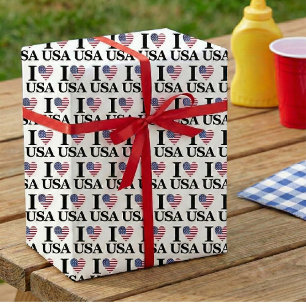 I Heart The USA Wrapping Paper