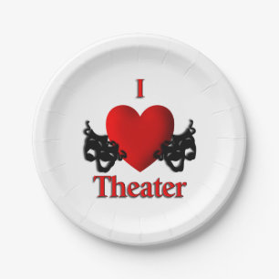 I Heart Theatre Paper Plate