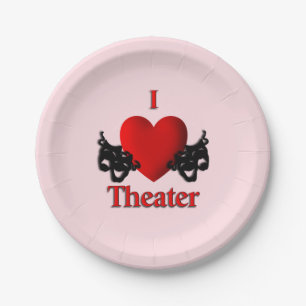 I Heart Theatre Pink Paper Plate