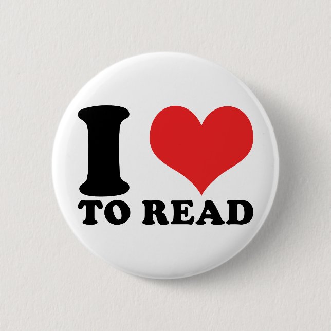 I Heart To Read 6 Cm Round Badge (Front)