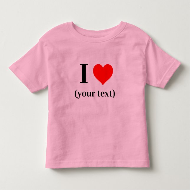 I HEART! Toddler Fine Jersey T-Shirt - Pink Custom (Front)