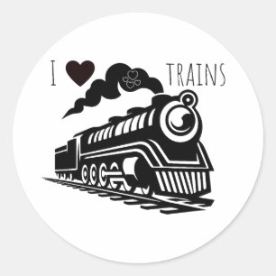 I Heart Trains Classic Round Sticker