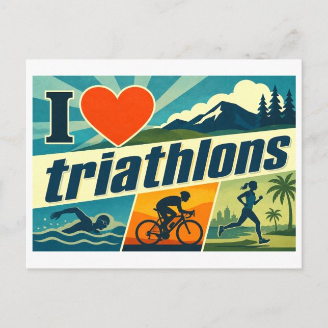 "I [Heart] Triathlons" Postcard (Front)