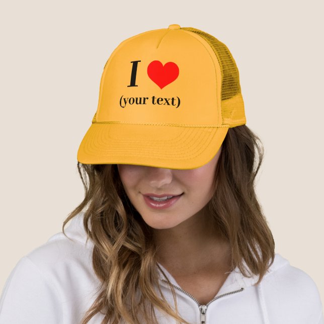 I HEART! Trucker Hat - Yellow - Customise (In Situ)