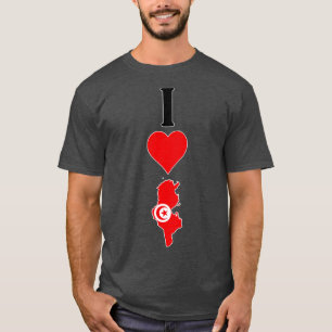 I Heart Tunisia I Love Tunisian National Flag Map T-Shirt