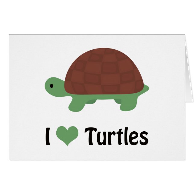 I Heart Turtles Cute Cartoon Turtle (Front Horizontal)