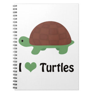 I Heart Turtles Cute Cartoon Turtle Notebook