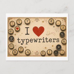 "I [Heart] Typewriters" Postcard