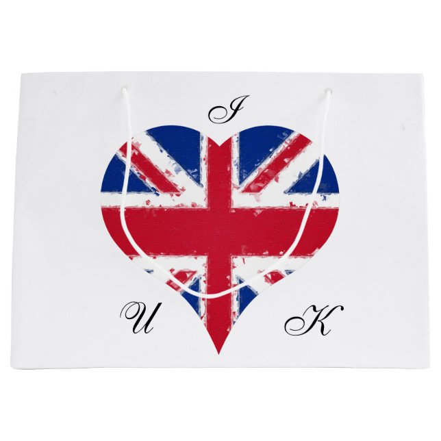 I Heart UK England British Flag Large Gift Bag (Front)