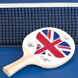I Heart UK England British Flag Ping Pong Paddle