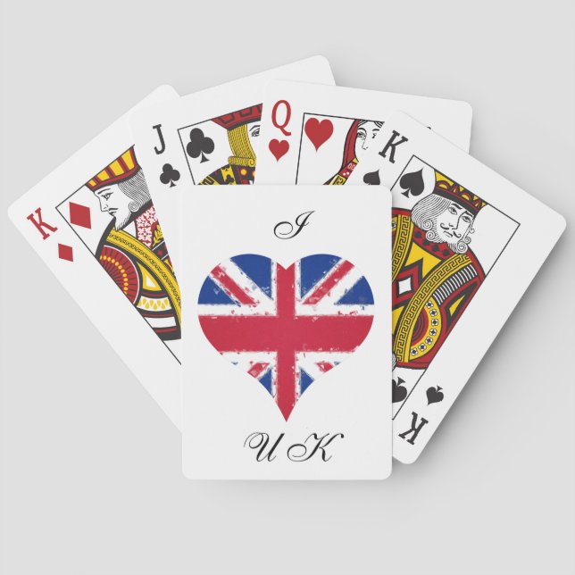 I Heart UK England British Flag Playing Cards (Back)