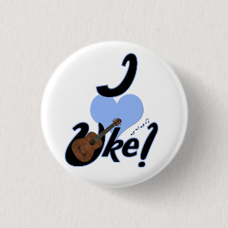 I Heart Uke Blue Outlined Small Button