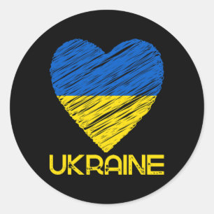 I Heart Ukraine Flag Tee Shirt I Support Ukrainian Classic Round Sticker
