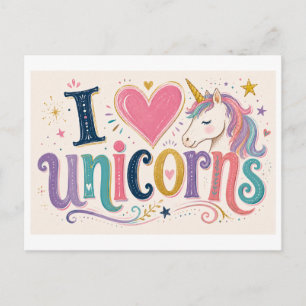 "I [Heart] Unicorns" Postcard