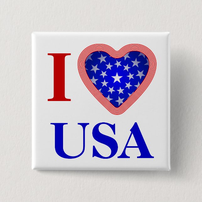I Heart USA 15 Cm Square Badge (Front)