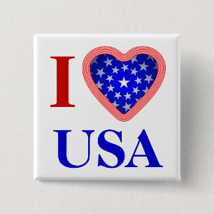 I Heart USA 15 Cm Square Badge