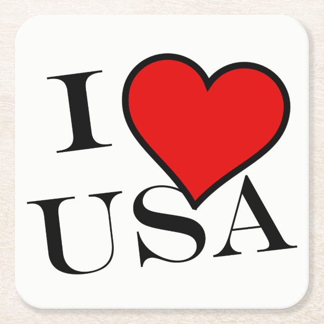 I Heart USA bk coastercnt Square Paper Coaster (Front)