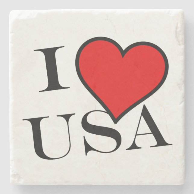 I Heart USA bk coastercnt Stone Coaster (Front)