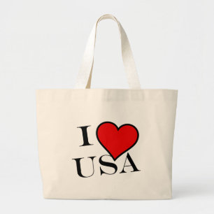 I Heart USA bk jtcnt Large Tote Bag