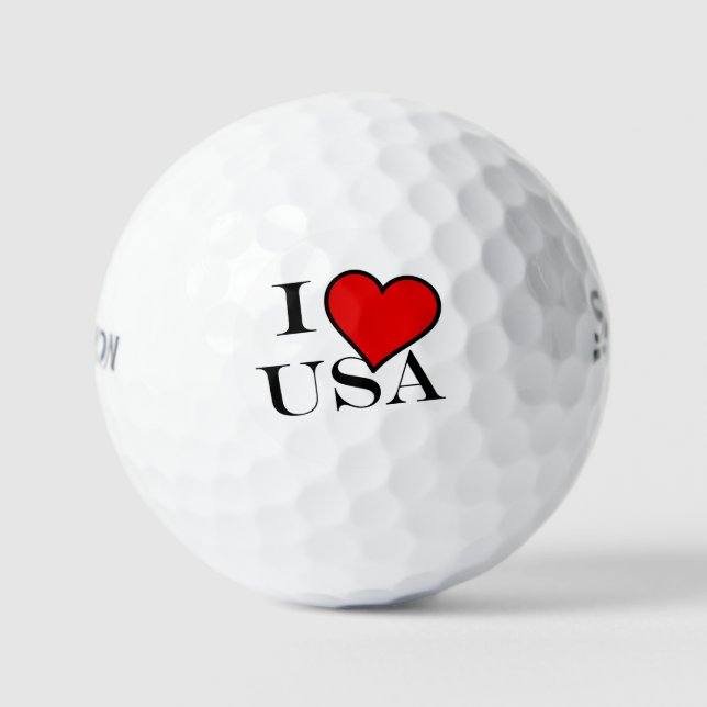 I Heart USA bk ssf gbcnt Golf Balls (Front)