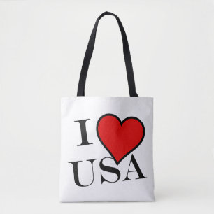 I Heart USA bk stcn Tote Bag