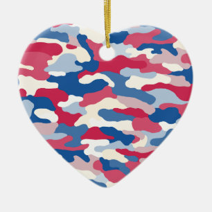 I Heart USA Camouflage Personalised Ceramic Ornament