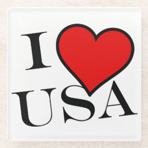 I Heart USA coastercn Glass Coaster