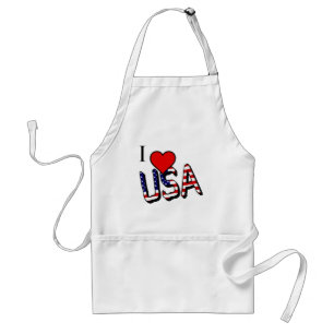 I Heart USA overlaid on US Flag aprcnt Standard Apron
