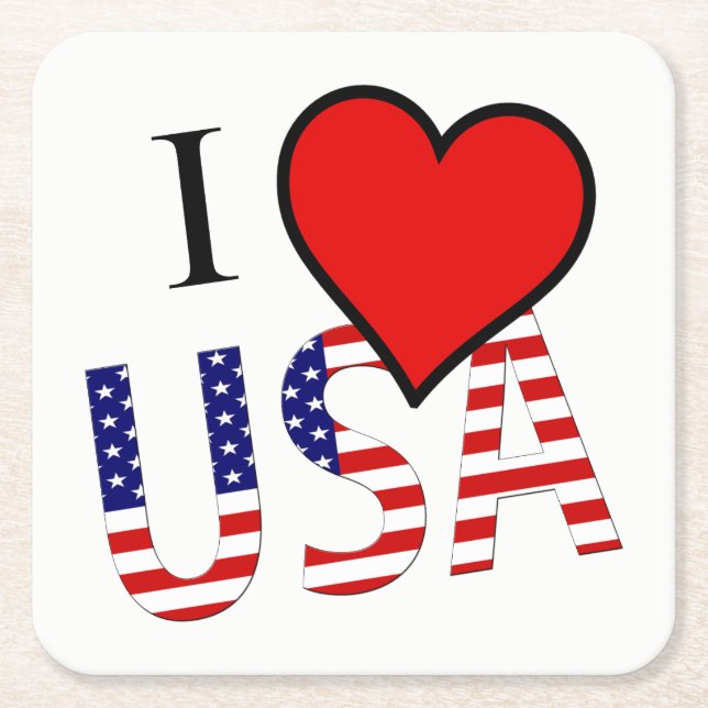 I Heart USA overlay coastercnt Square Paper Coaster (Front)