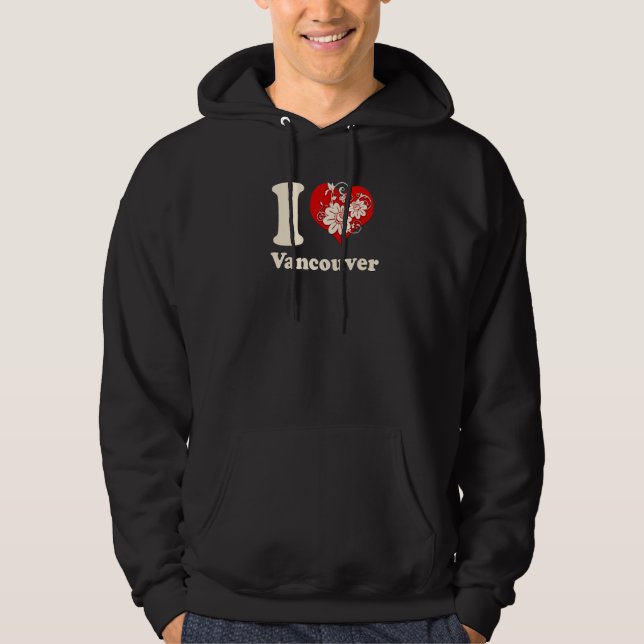 I Heart Vancouver Canada Floral Heart Hoodie (Front)