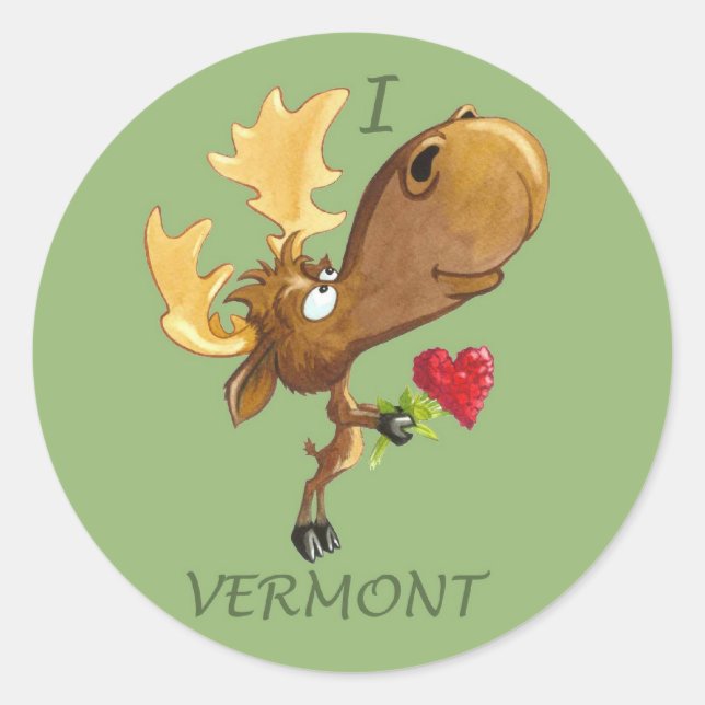 I Heart Vermont Moose sticker (Front)