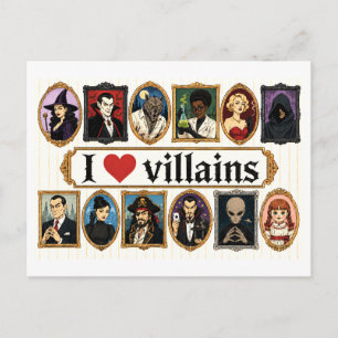 "I [Heart] Villains" Postcard