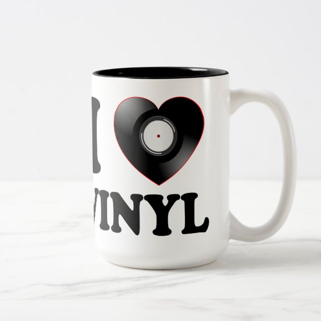 I HEART VINYL Two-Tone COFFEE MUG (Right)