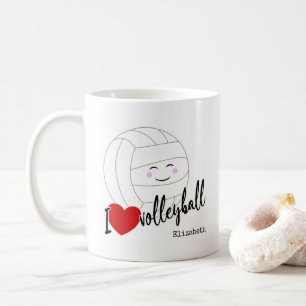 I heart volleyball happy kawaii girls' volleyball coffee mug